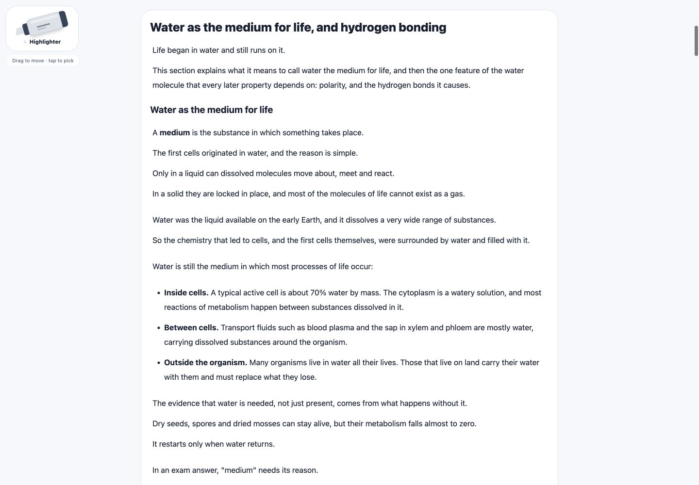 1. Try a section, then set up your course · demonstration screenshot